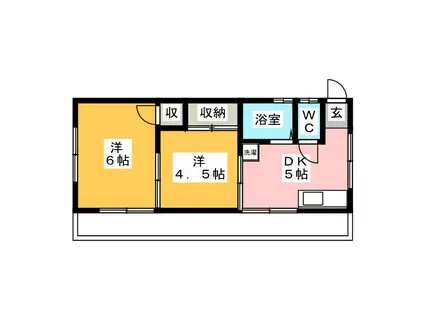 ワイズハウスII(2DK/1階)の間取り写真