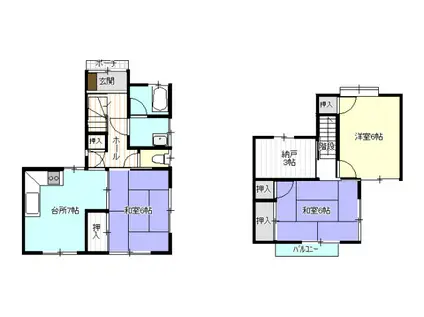 横田 F棟(3SDK/1階)の間取り写真