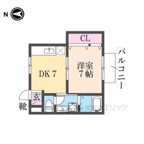 北斗星7(1DK/2階)の間取り写真