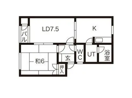 ユリハイツB棟(2DK/2階)の間取り写真