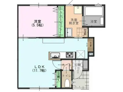 トライドルII(1LDK/1階)の間取り写真