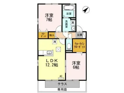 リビングタウン宇多津 A棟(2LDK/1階)の間取り写真