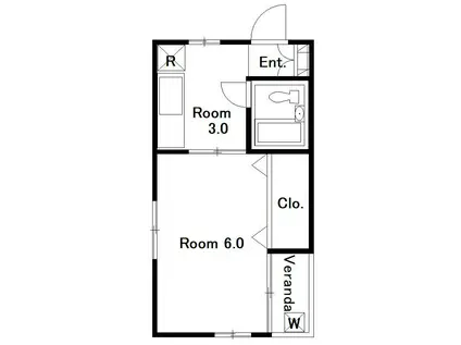 DEFI浦上(1K/1階)の間取り写真