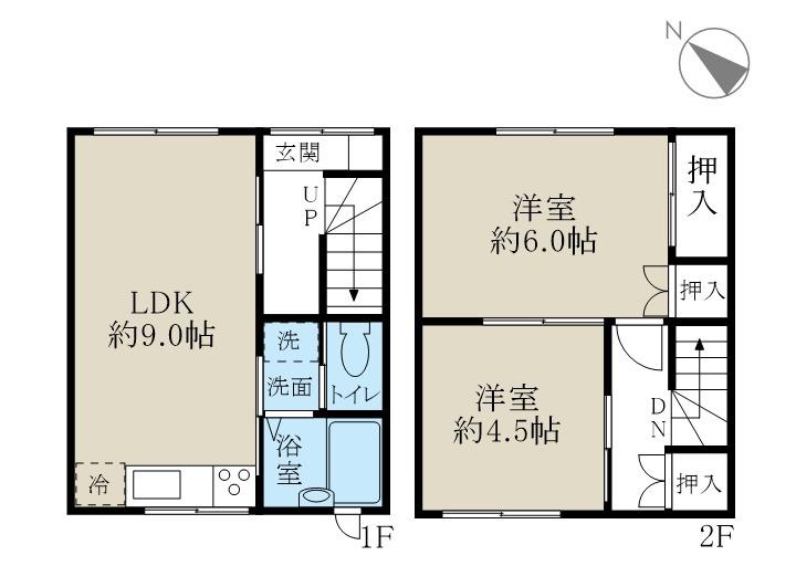 ハイツ丸山(2LDK/2階)の間取り写真