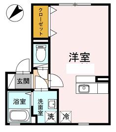 シルクコートA棟(1K/1階)の間取り写真