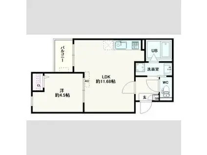 JACK HARISAKI I(1LDK/2階)の間取り写真