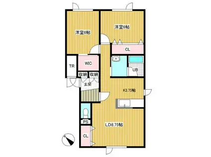 サンリバー(2LDK/1階)の間取り写真