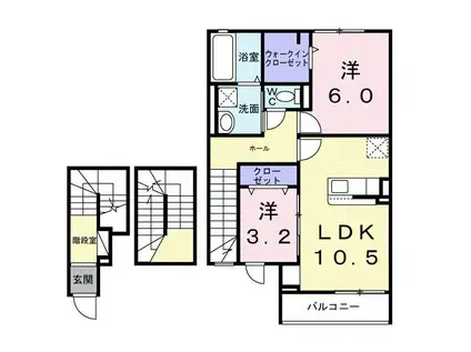 カーサバレンシア多米西町(2LDK/3階)の間取り写真