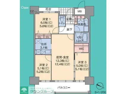 プライムメゾン セントラルパーク(3LDK/9階)の間取り写真