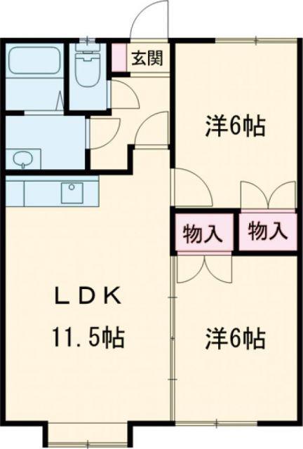 コーポういろう(2LDK/2階)の間取り写真
