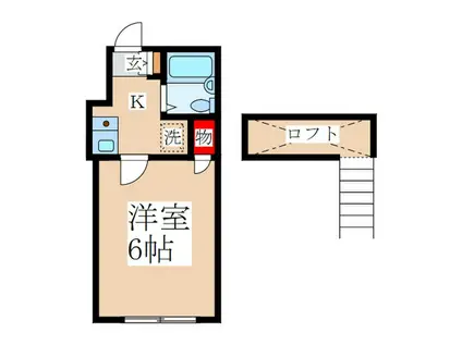 五十鈴坂壱番館(1K/2階)の間取り写真