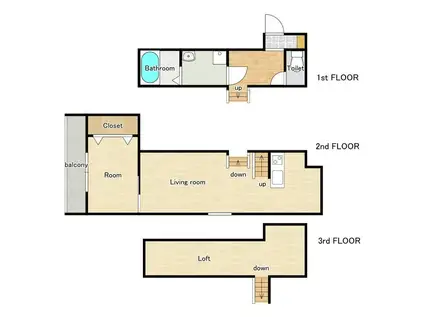 LFB APARTMENT東新川(1LDK/1階)の間取り写真
