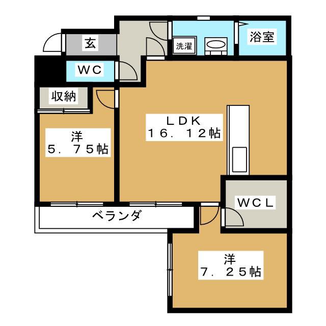 カシオペア(2LDK/1階)の間取り写真