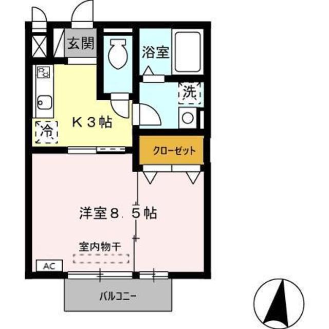 シャルムマーメゾン(1K/1階)の間取り写真