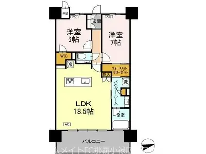 モンドミオ沖縄リゾートライカムヒルズ(2LDK/5階)の間取り写真