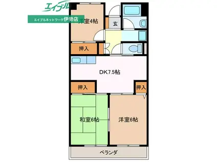 近畿マンション(3DK/7階)の間取り写真