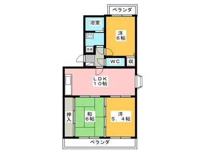 セントラルハイツ(3LDK/2階)の間取り写真