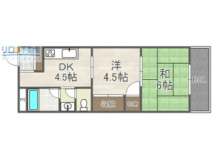 千種ヶ丘グランドハイツ(2DK/4階)の間取り写真