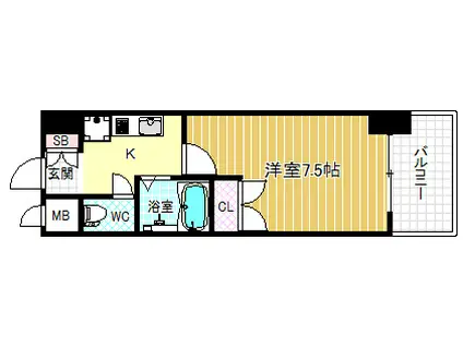 ラナップスクエア天満プライム(1K/2階)の間取り写真