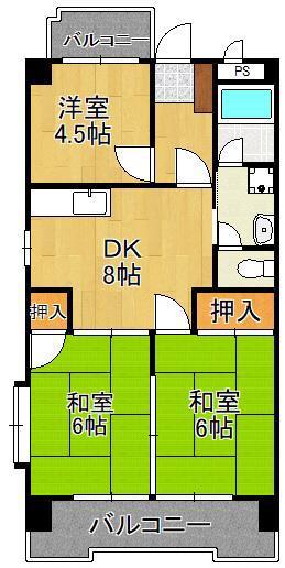 シャトレ苅田II(3DK/1階)の間取り写真