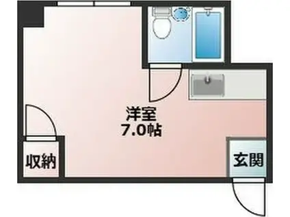 コーポ福田 II(ワンルーム/3階)の間取り写真