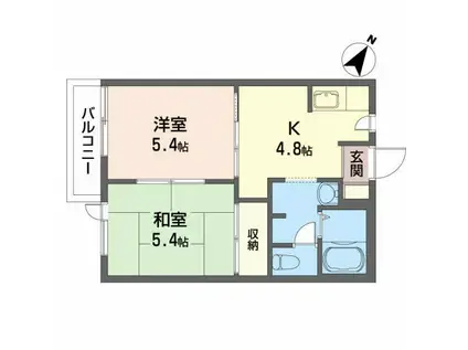 グリーンバレー A(2K/2階)の間取り写真