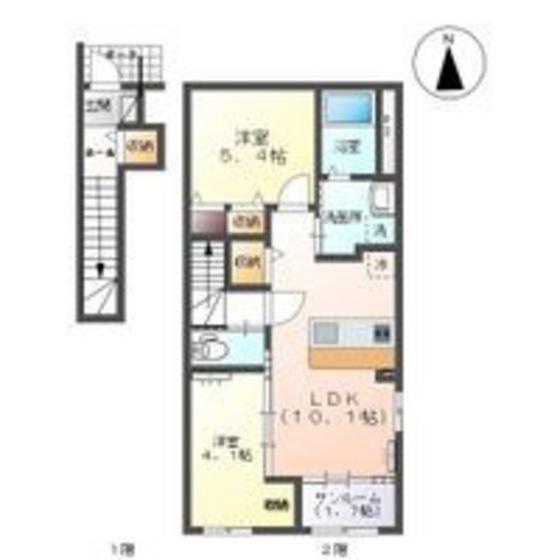 ルーベンス城東(2LDK/2階)の間取り写真