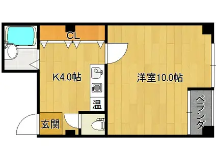 サンビレッジB(1K/2階)の間取り写真