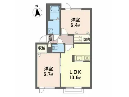 シャーメゾンブア(2LDK/1階)の間取り写真
