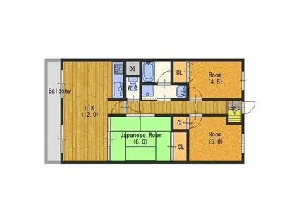 グリーンゲート清玄(3LDK/3階)の間取り写真