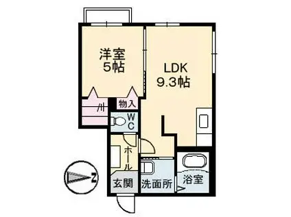 ベレオ・中通(1LDK/1階)の間取り写真
