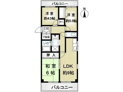カルムエール乾(3LDK/2階)の間取り写真