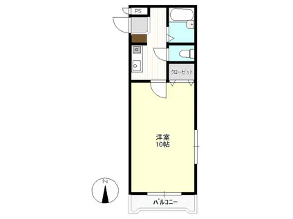 ウエストヒルズ野田B棟(1K/3階)の間取り写真