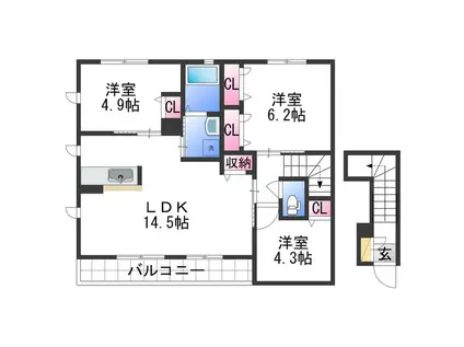 シャーメゾン陽II(3LDK/2階)の間取り写真