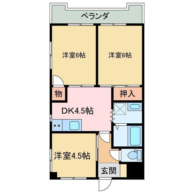 エアリーマンション(3DK/4階)の間取り写真