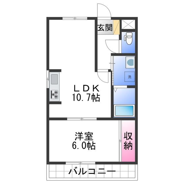 シャルマンフジ砂山(1DK/1階)の間取り写真