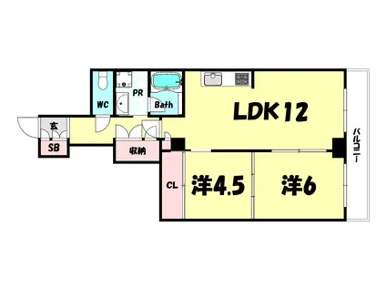 藤和シティホームズ神戸花隈(2LDK/2階)の間取り写真