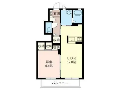 シャーメゾンけやき台(1LDK/1階)の間取り写真