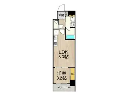 フロンティアタワー九条II(1LDK/5階)の間取り写真