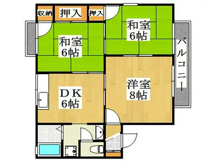 ファミール喜楽(3DK/1階)の間取り写真