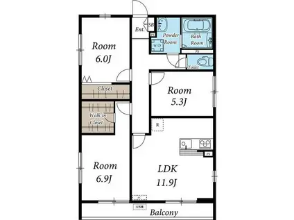 プルミエール雅(3LDK/1階)の間取り写真
