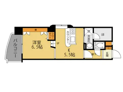 フレックス大濠公園(1DK/8階)の間取り写真