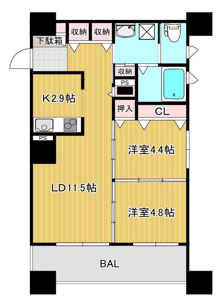 MOTTOたくま宿(2LDK/2階)の間取り写真