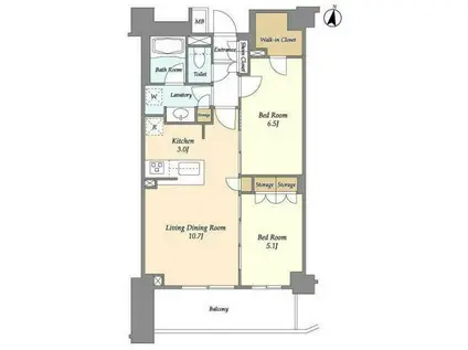 ブレス中野弥生町(2LDK/4階)の間取り写真
