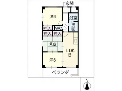 エコーハイツ伏屋(3LDK/4階)の間取り写真