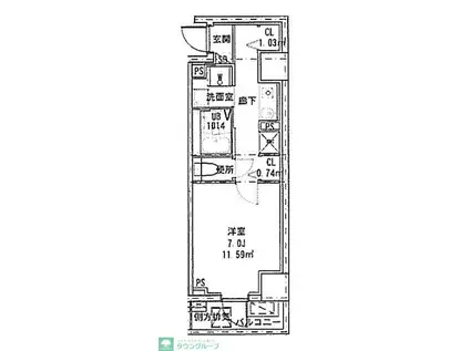 CLAIREFONTAINE(1K/4階)の間取り写真