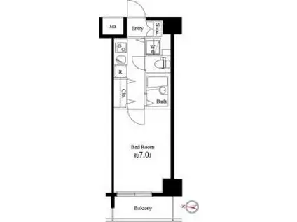 SQUARE潮見(1K/6階)の間取り写真