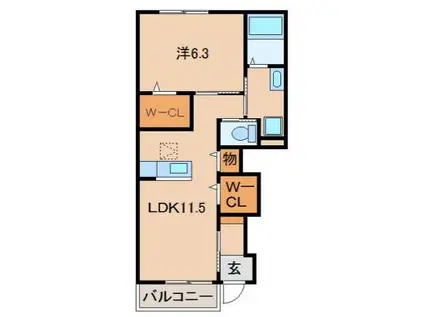 コーラルヴィラ松島C(1LDK/1階)の間取り写真