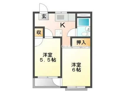 ハイコーポ谷野(2K/2階)の間取り写真