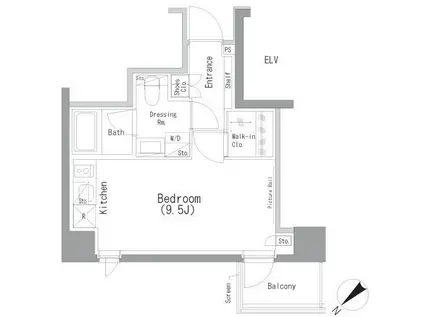 ザ・パークハビオ 横浜東神奈川(ワンルーム/9階)の間取り写真